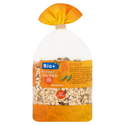 Bio+ Havermuesli roodfruit zaden biologisch