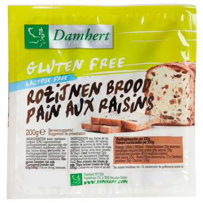 Damhert Glutenvrije rozijnenbrood lactosevrij