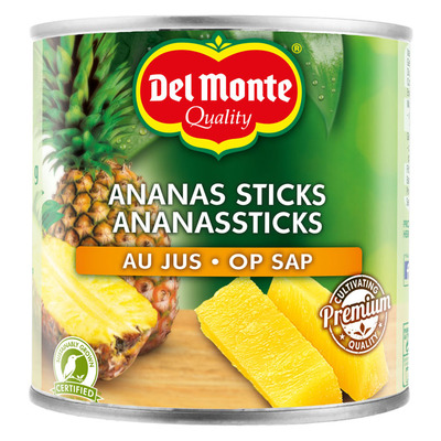 Del Monte Ananassticks op sap
