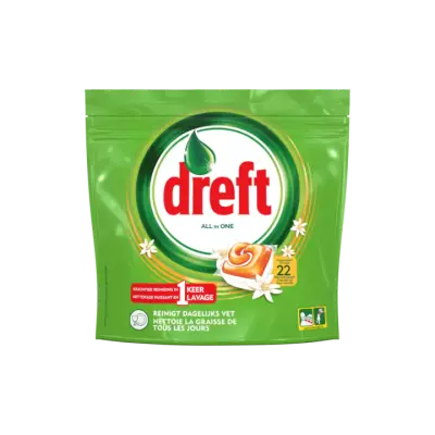 Dreft All in One Sinaasappel Vaatwastabletten 22 stuks / pak