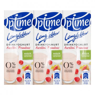 Optimel Langlekker drinkyoghurt aardbei framboos