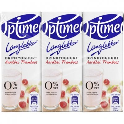 Optimel Langlekker drinkyoghurt aardbei framboos