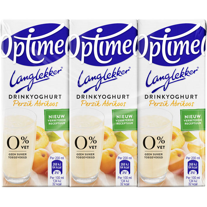 Optimel Langlekker drinkyoghurt perzik abrikoos
