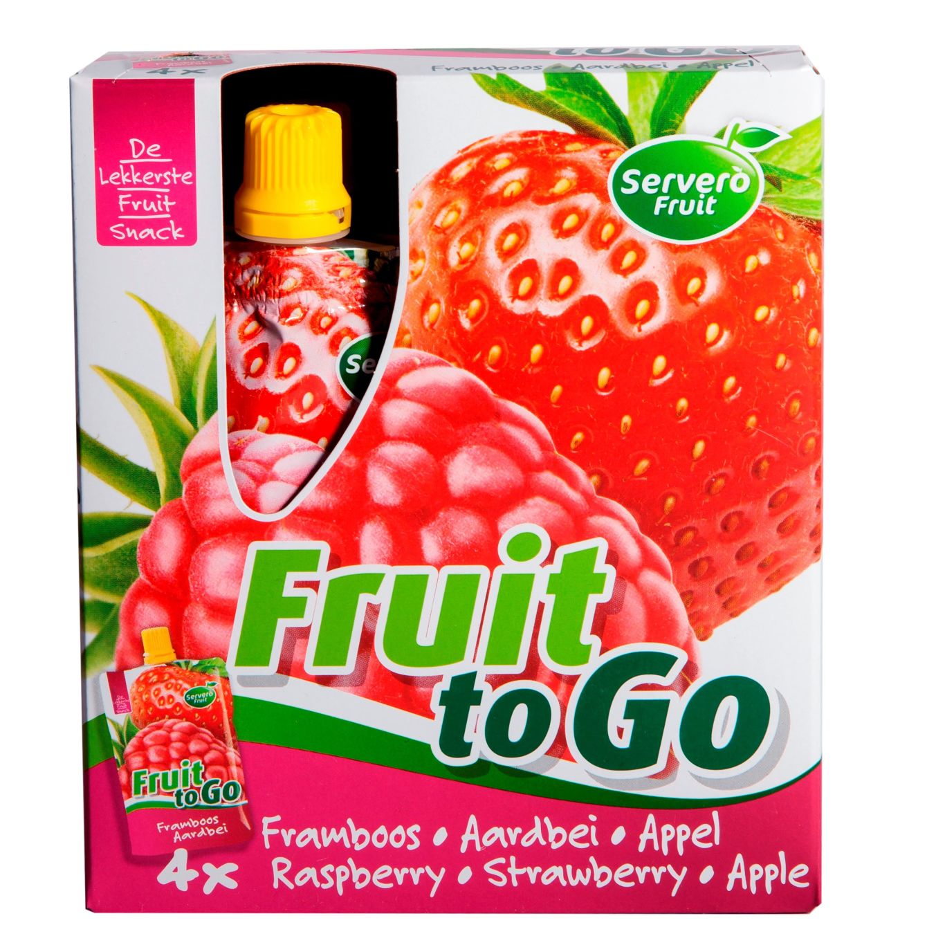 Servero Fruit To Go Framboos, Aardbei & Appel 4 X 100 G