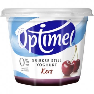 Optimel Magere griekse stijl yoghurt kers 0% vet