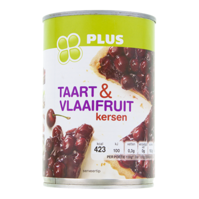 Huismerk taart en vlaaifruit kersen