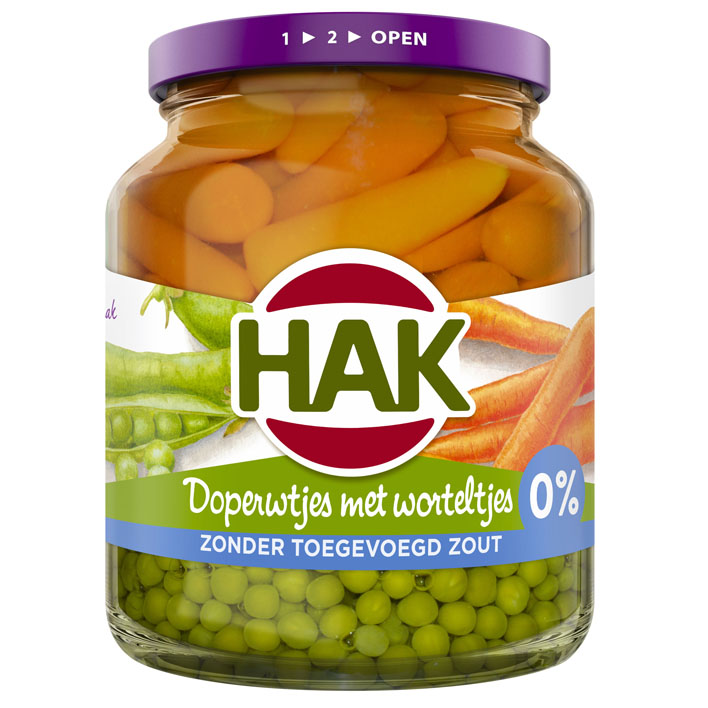 Hak Doperwtjes met worteltjes 0% zout