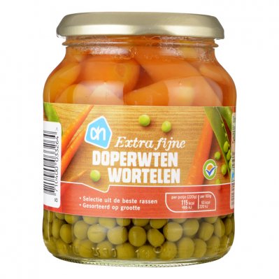 Huismerk Extra fijne doperwten en wortelen