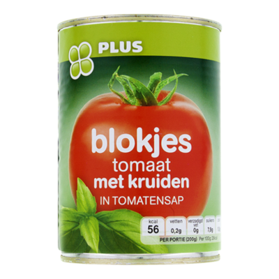 Huismerk Tomatenblokjes met kruiden