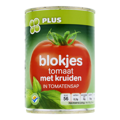 Huismerk Tomatenblokjes met kruiden