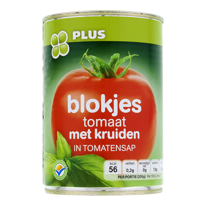 Huismerk Tomatenblokjes met kruiden