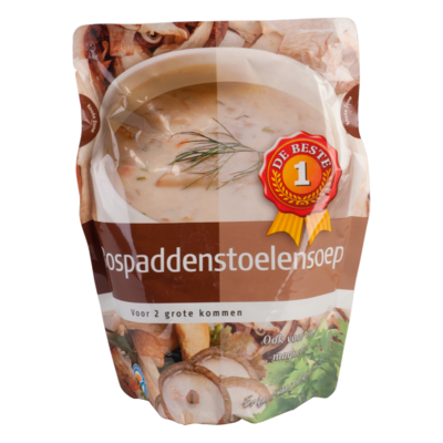 Huismerk Soep in zak bospaddenstoelen