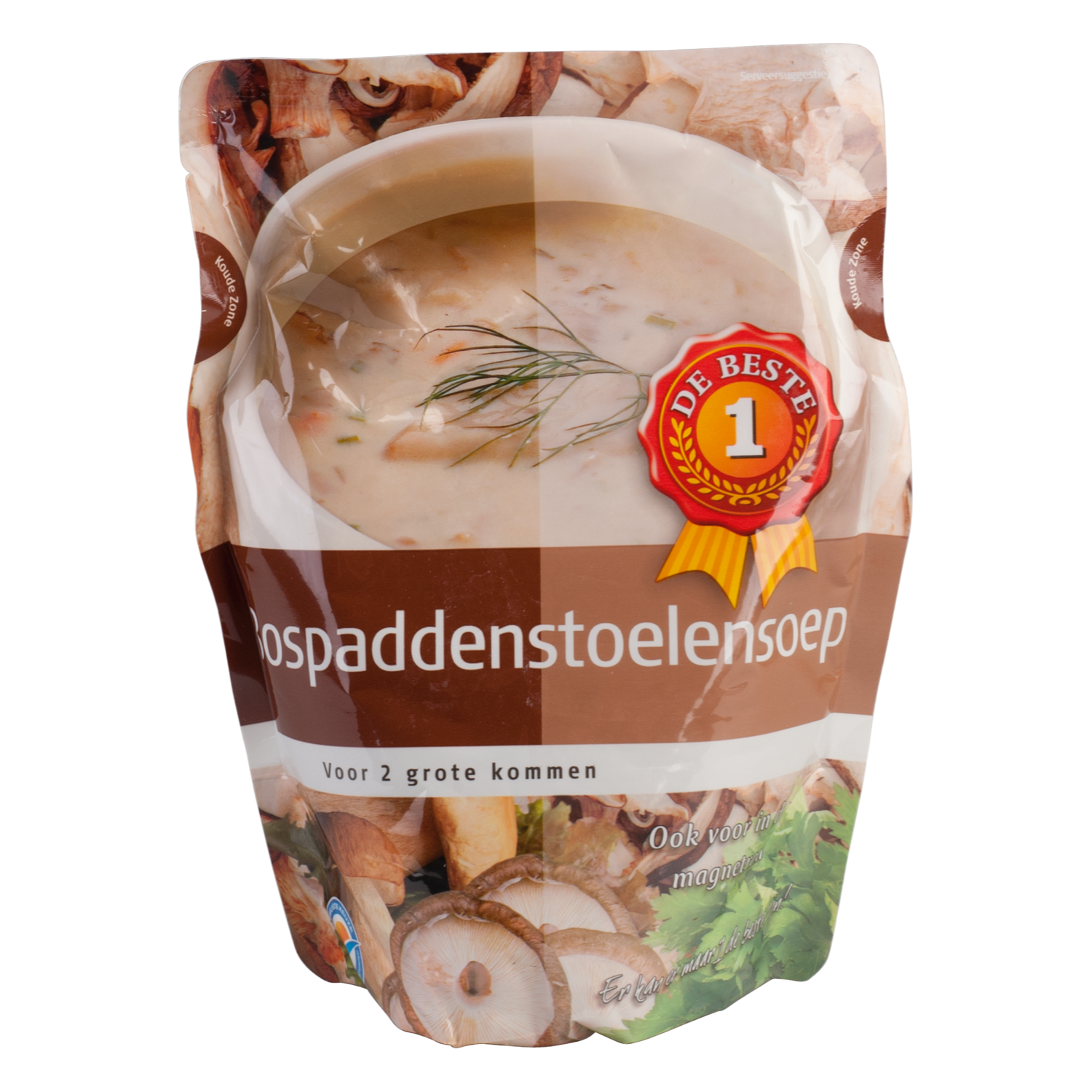 Huismerk Soep in zak bospaddenstoelen