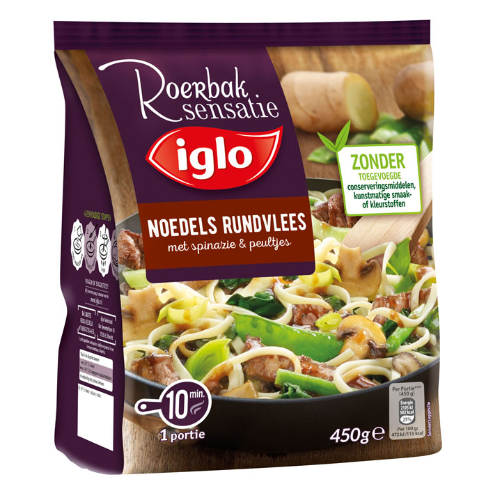 Iglo Roerbaksensatie noedels rundvlees