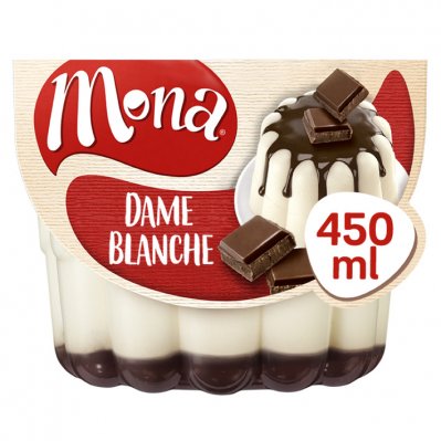 Mona Dame blanche pudding met chocoladesaus