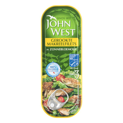 John West Gerookte makreelfilet zonnebloemolie MSC