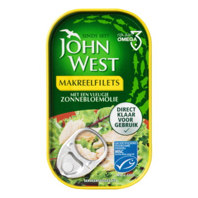 John West MSC Makreelfilets met een Vleugje Zonnebloemolie