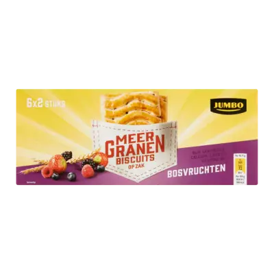 Huismerk Meergranen Biscuits op Zak Bosvruchten 6 x 2 Stuks