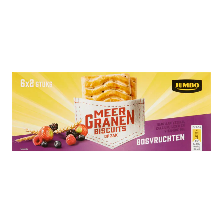Huismerk Meergranen Biscuits op Zak Bosvruchten 6 x 2 Stuks
