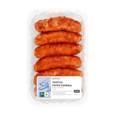 Huismerk Varken Saucijs Peper Paprika 6 Stuks