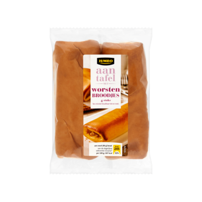 Huismerk aan Tafel met Worsten Broodjes 4 Stuks