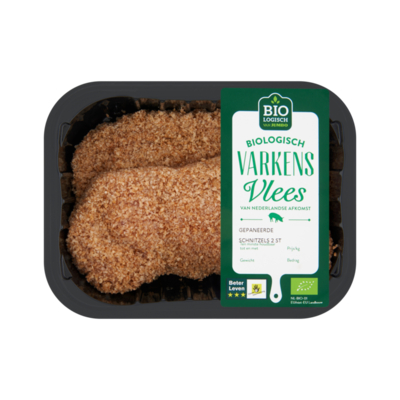 Huismerk Biologisch Varkensvlees Gepaneerde Schnitzels 2 Stuks