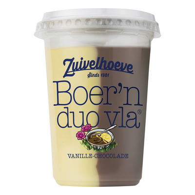 Zuivelhoeve Boer'n vla vanille chocolade beker