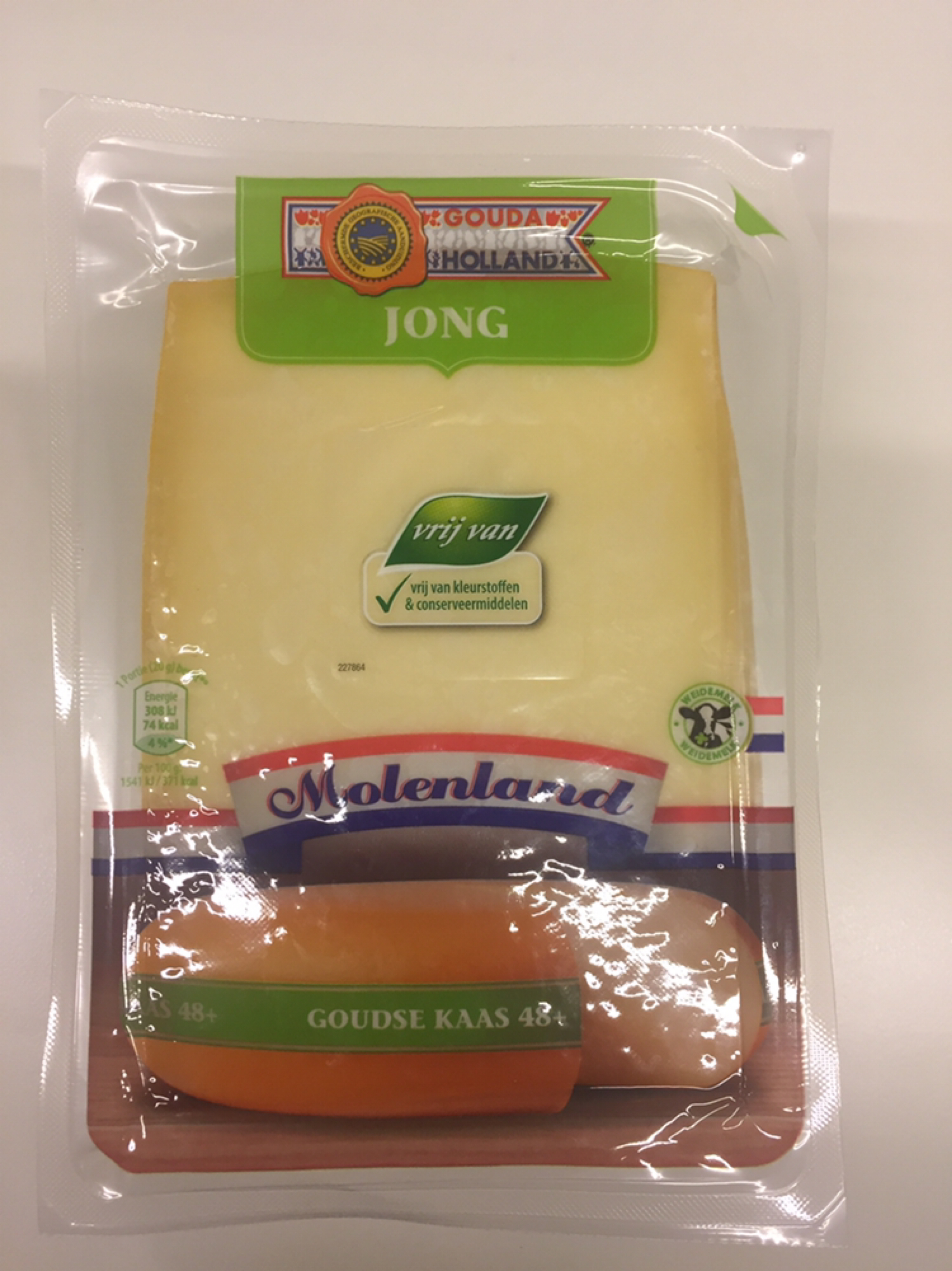 Huismerk goudse kaas jong 48+ plakken 400 gram