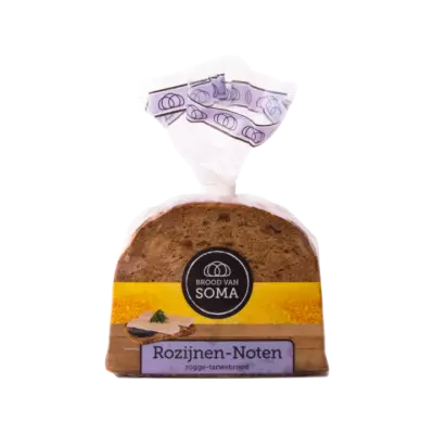 Brood van Soma Rozijnen-Noten Rogge-Tarwebrood