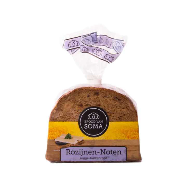Brood van Soma Rozijnen-Noten Rogge-Tarwebrood