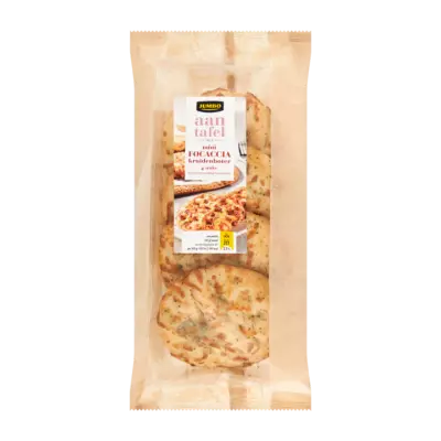 Huismerk aan Tafel met Mini Focaccia Kruidenboter 4 Stuks