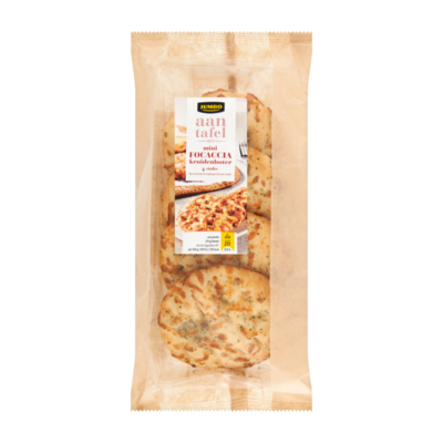 Huismerk aan Tafel met Mini Focaccia Kruidenboter 4 Stuks
