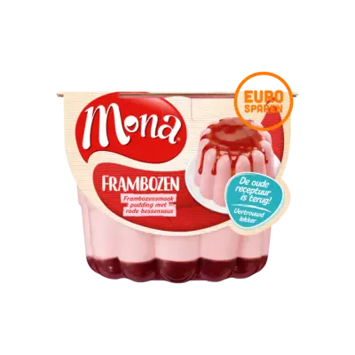 Mona Frambozen Pudding met Rode Bessensaus