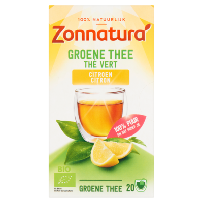 Zonnatura Groene Thee Citroen 20 Zakjes 30 g