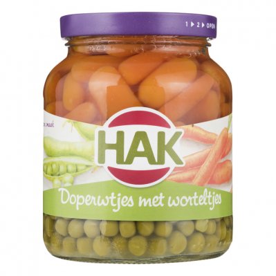 Hak Doperwtjes met worteltjes