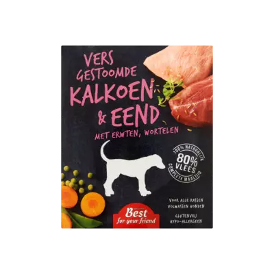 Best for Your Friend Vers Gestoomde Kalkoen & Eend met Erwten, Wortelen