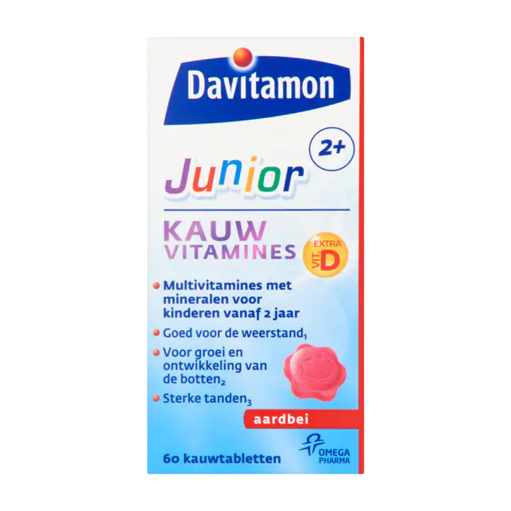 Davitamon Junior 2+ Aardbeismaak 60 Kauwtabletten