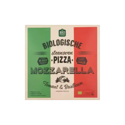 Huismerk Biologische Steenoven Pizza Mozzarella Tomaat & Basilicum