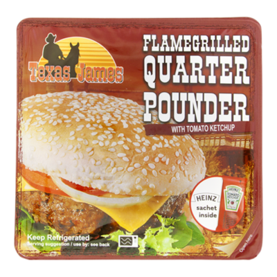 Texas James Quarter pounder flamegrilled