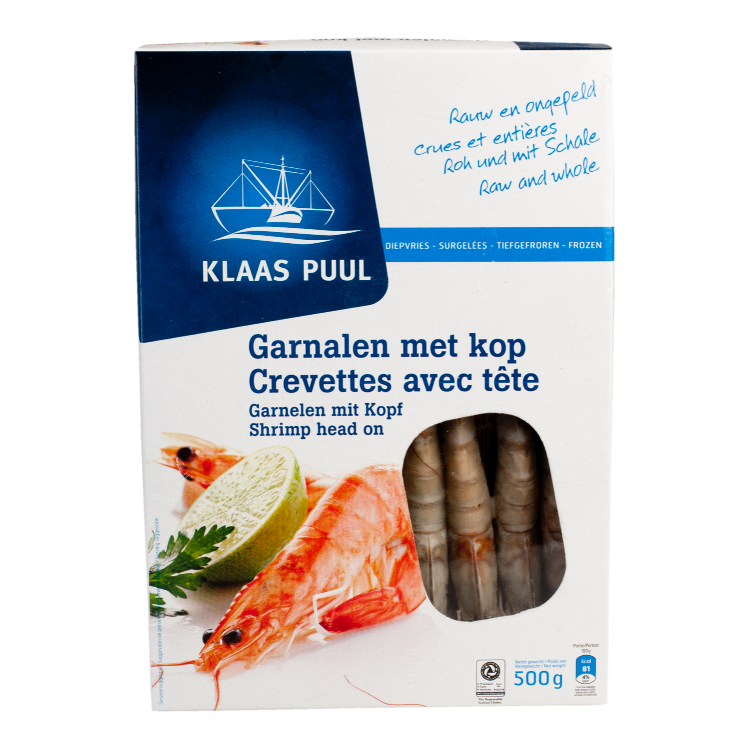 Klaas Puul Garnalen met kop