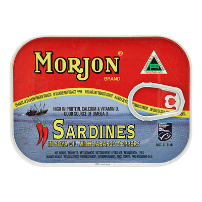 Morjon Sardines in sojaolie met tabasco