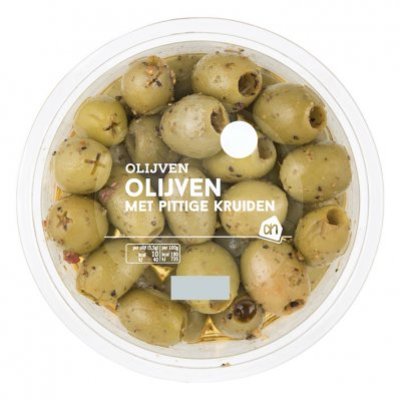 Huismerk Groene olijven met pittige kruiden
