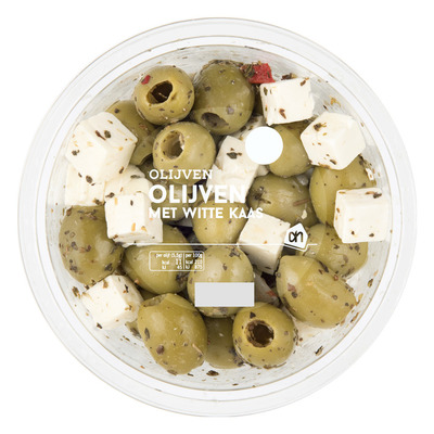 Huismerk Groene olijven met witte kaas