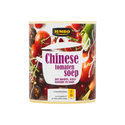 Huismerk Chinese Tomatensoep met Noedels, Waterkastanje en Taugé