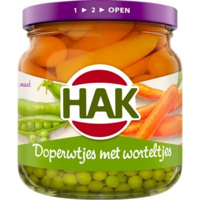 Hak Doperwtjes met worteltjes