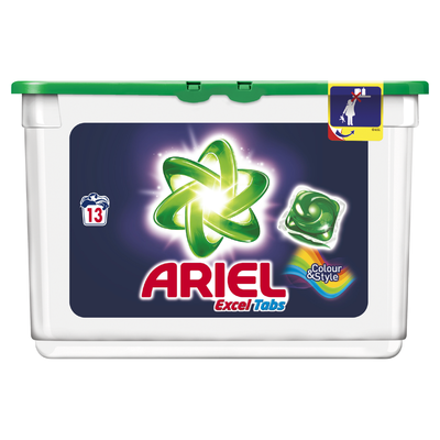 Ariel Excel Tabs Kleur & Stijl Wasmiddel Capsules 13 Wasbeurten