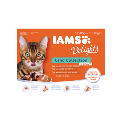 Iams Delights Adult 1+ Years Land Collection in Gravy