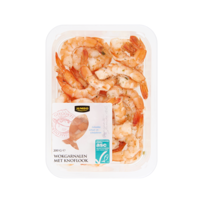 Huismerk Wokgarnalen met Knoflook