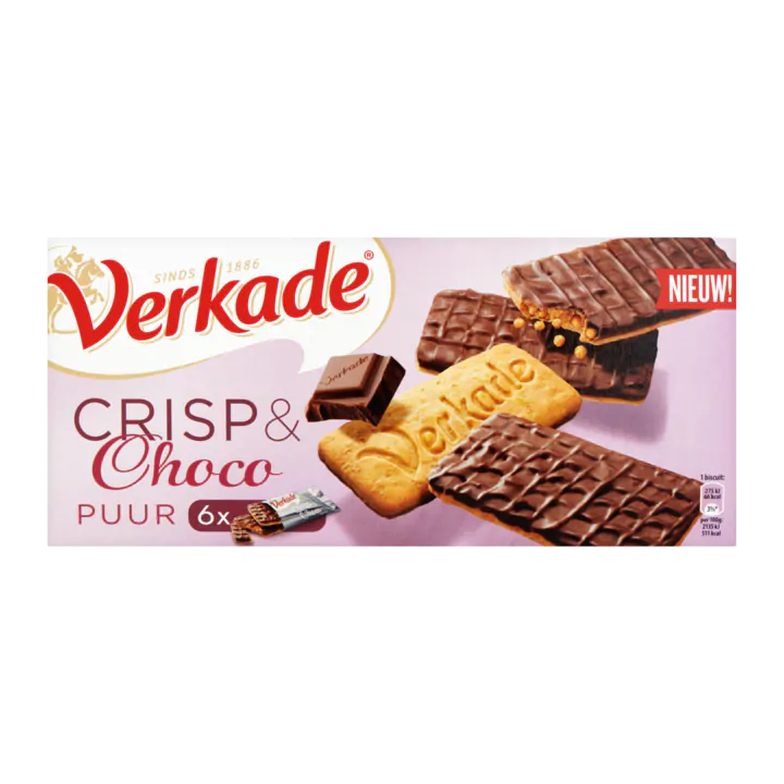 Verkade Crisp & Choco Puur 6 X 2 Stuks