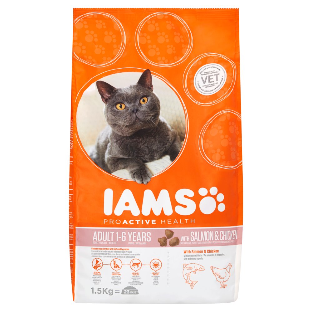 Iams Proactive Health Adult 1-6 Years with Salmon & Chicken 1,5 kg